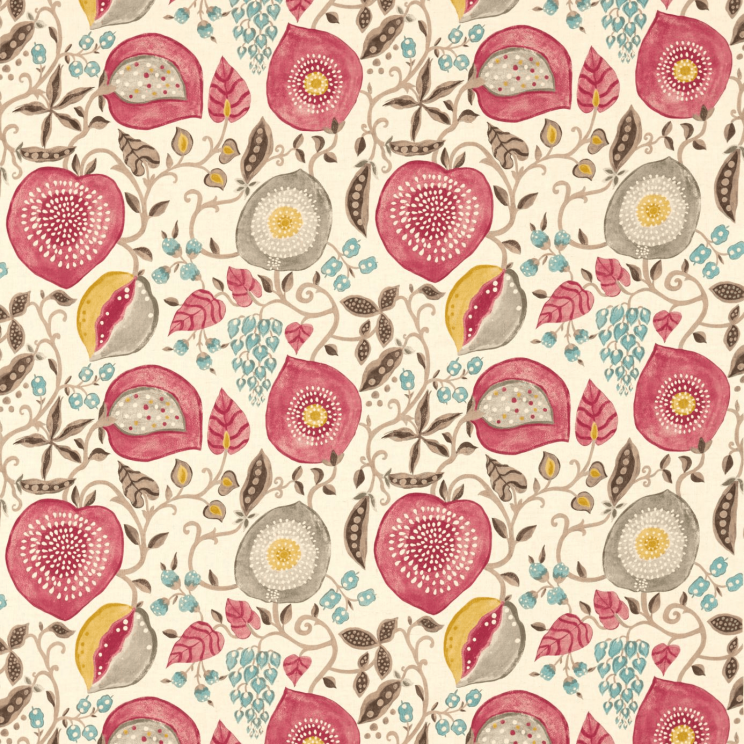 Sanderson Peas & Pods Cherry/Linen Fabric
