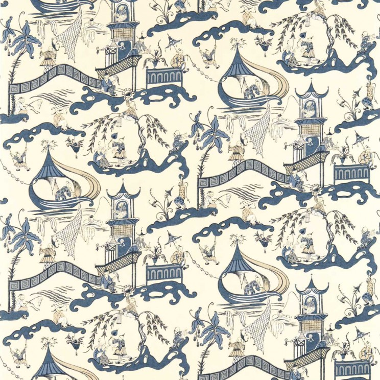 Sanderson Pagoda River Indigo/Blue Fabric