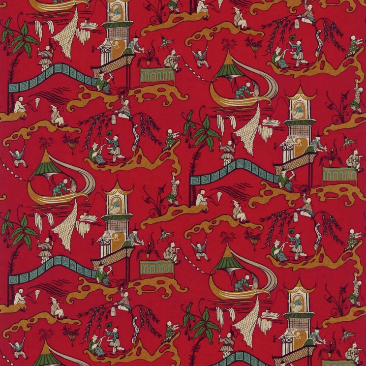 Sanderson Pagoda River Red/Gold Fabric