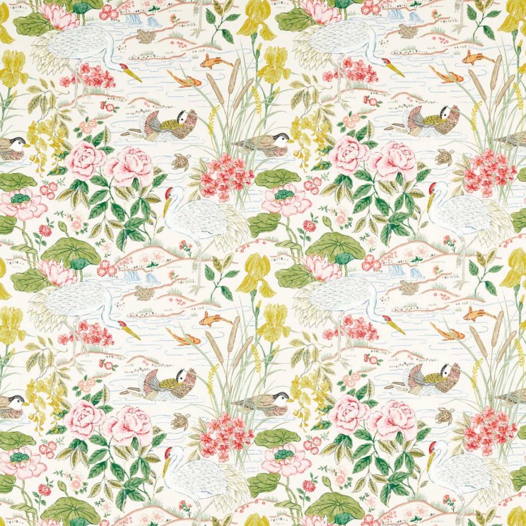 Sanderson Crane & Frog Lotus Pink/Gosling Fabric