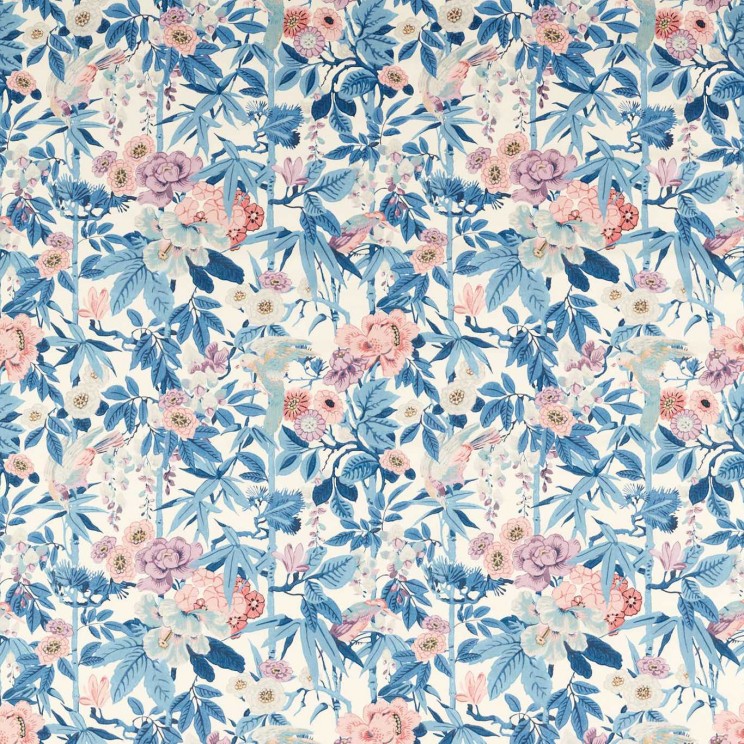 Sanderson Bamboo & Bird China Blue /Lotus Pink Fabric