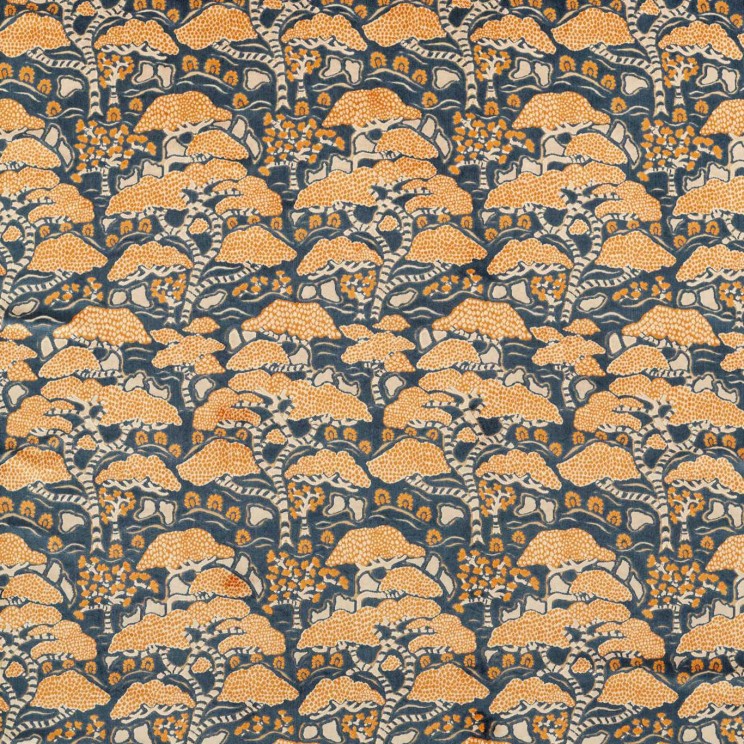 Sanderson Bonsai & Gingko Midnight/Orange Fabric