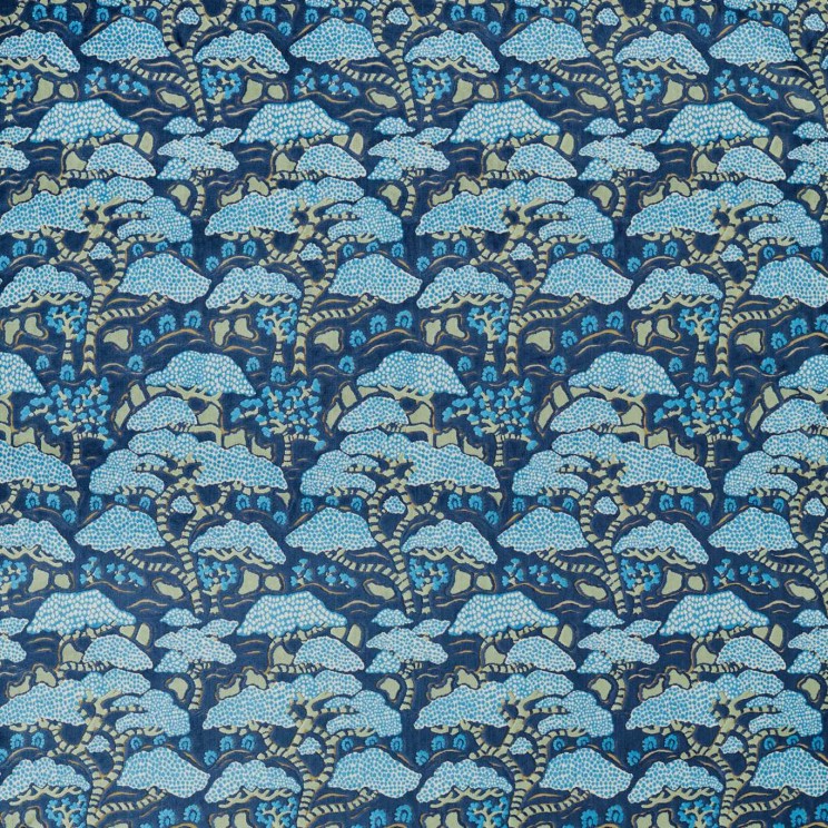 Sanderson Bonsai & Gingko Blue Fabric