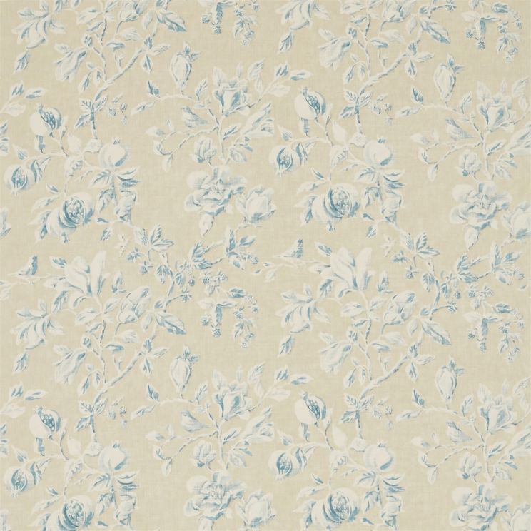 Sanderson Magnolia & Pomegranate Parchment/Sky Blue Fabric