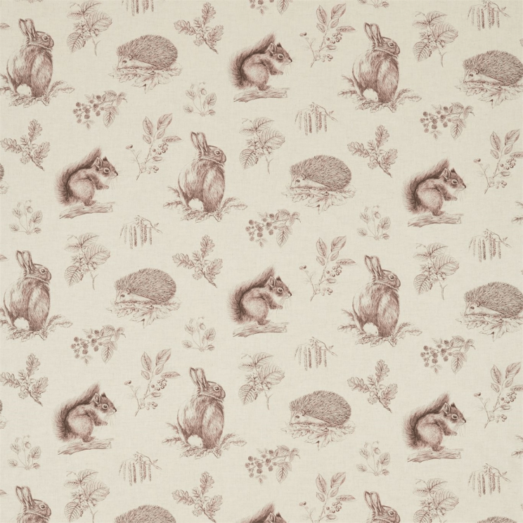 Sanderson Squirrel & Hedgehog Walnut/Linen Fabric