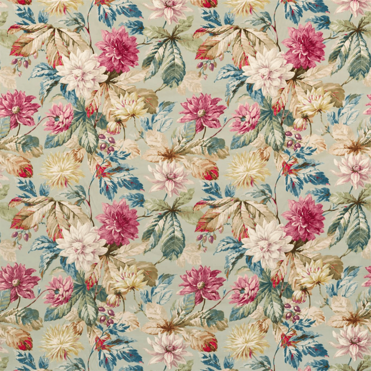 Sanderson Dahlia & Rosehip Velvets Mulberry/Grey (Velvet) Fabric