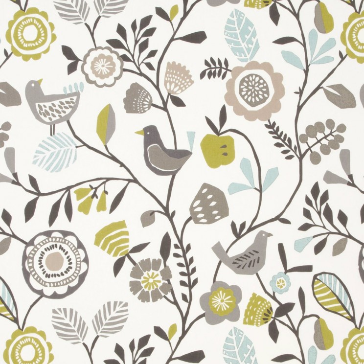 Clarke and Clarke Folki Chartreuse/Charcoal Fabric