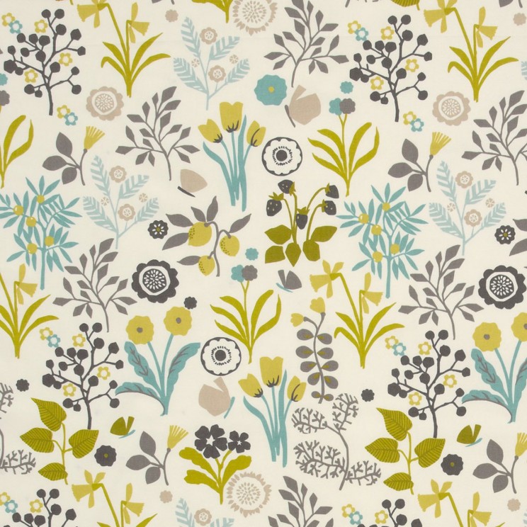Clarke and Clarke Frida Charteuse/Charcoal Fabric