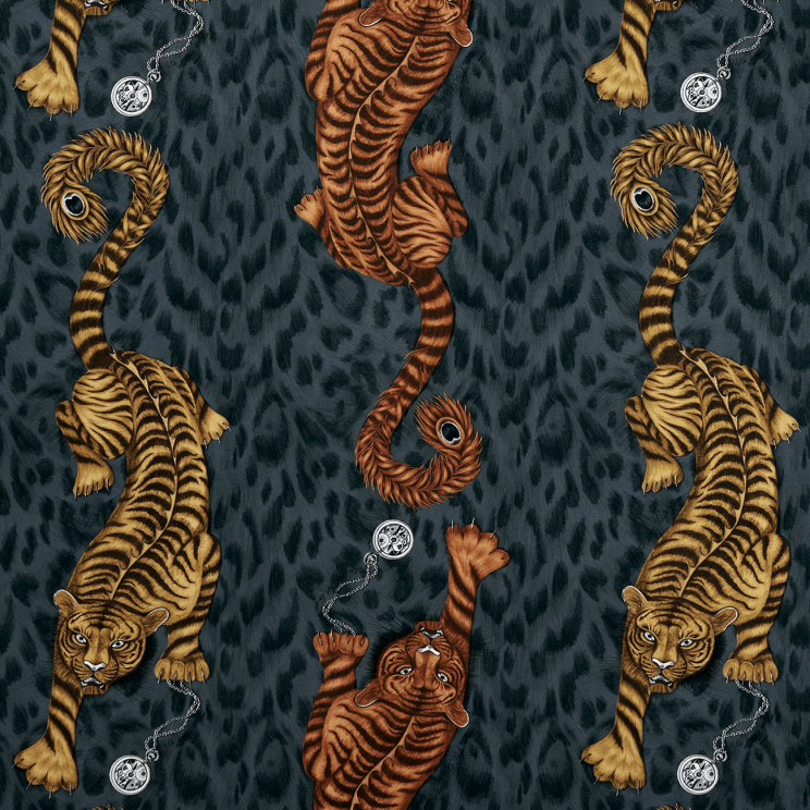 Curtains Clarke and Clarke Tigris Flame Fabric F1114/01