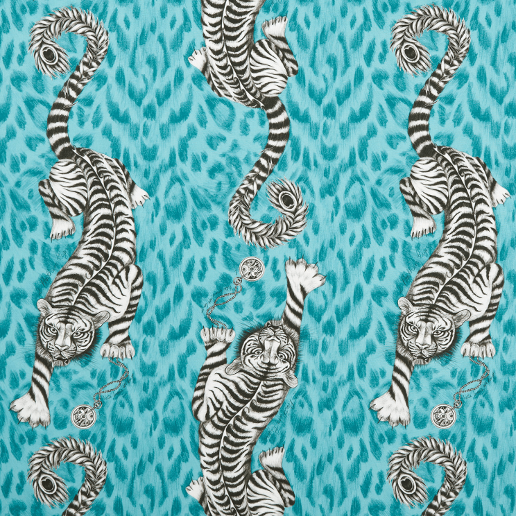 Curtains Clarke and Clarke Tigris Teal Fabric F1114/04