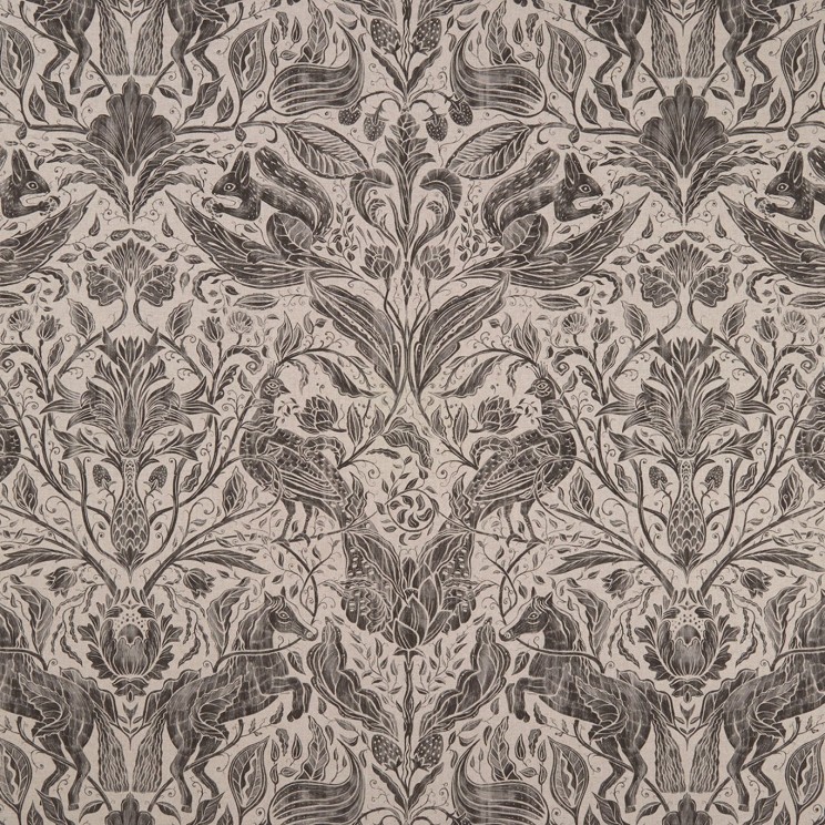 Clarke and Clarke Forest Trail Charcoal Fabric
