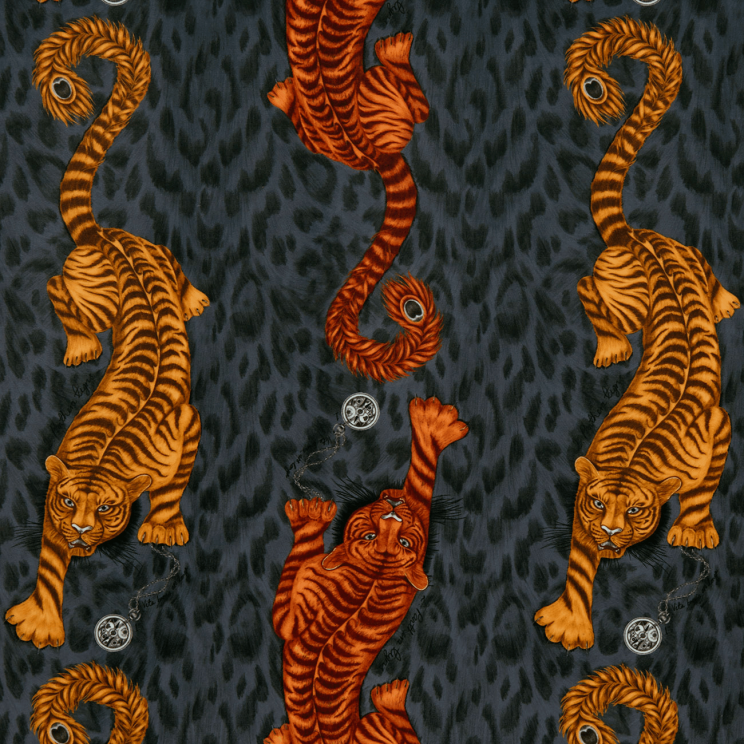 Curtains Clarke and Clarke Tigris Flame Velvet Fabric F1213/01
