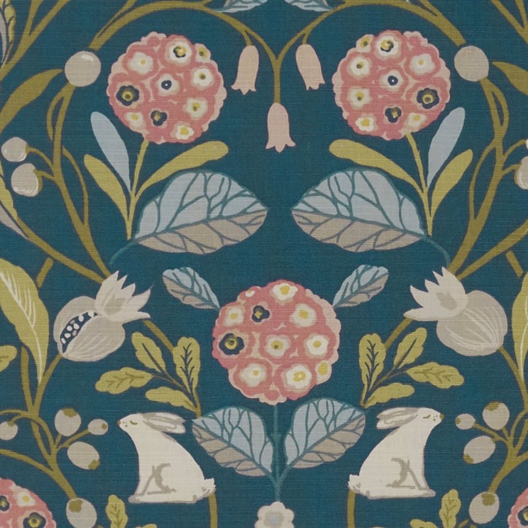Clarke and Clarke Forester Teal/Blush Fabric