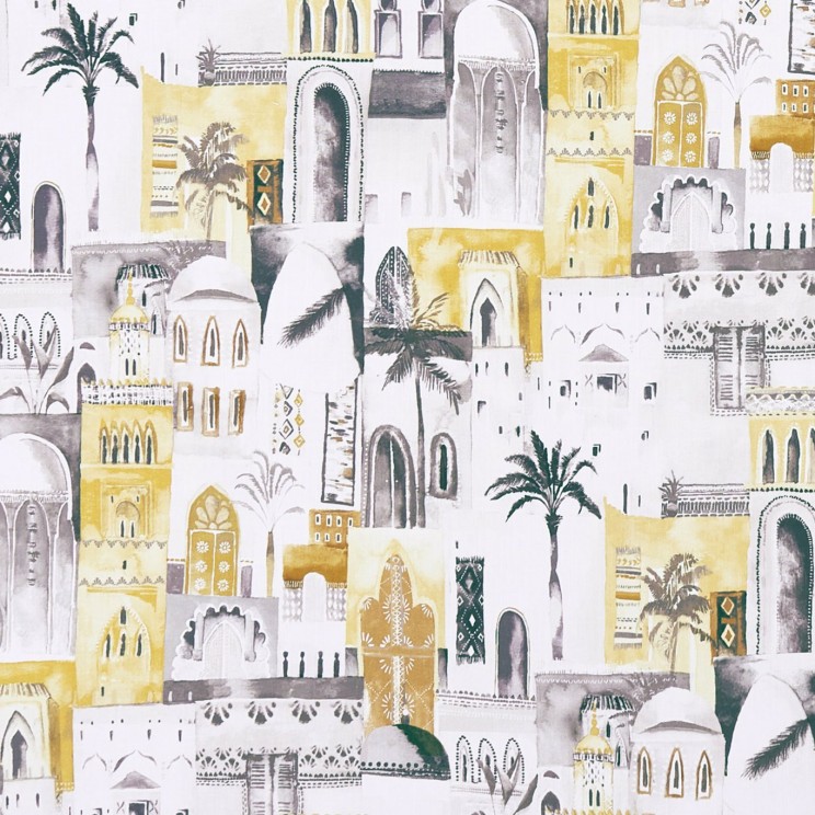 Clarke and Clarke Marrakech Charcoal/Ochre Fabric