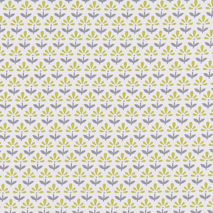 Clarke and Clarke Fleur Chartreuse/Charcoal Fabric