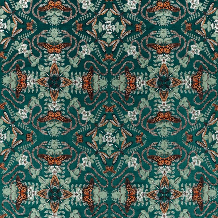 Clarke and Clarke Emerald Forest Teal Jacquard Fabric