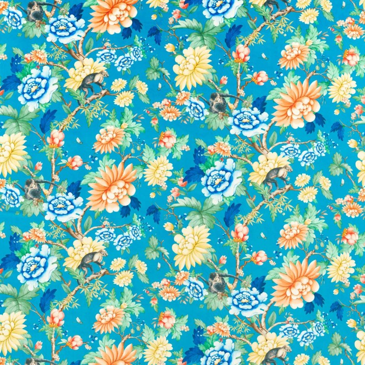 Clarke and Clarke Sapphire Garden Sapphire Velvet Fabric