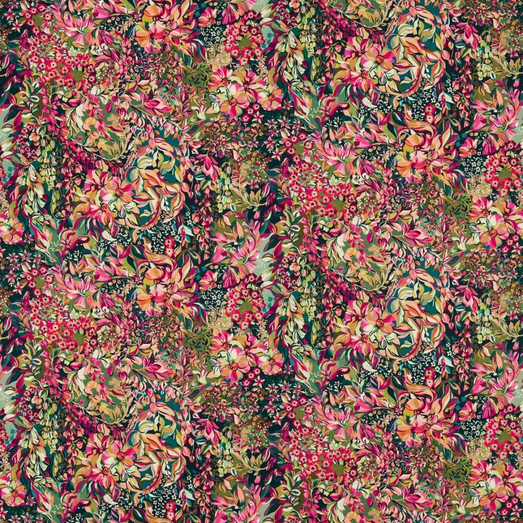 Clarke and Clarke Aubrey Forest/Raspberry Fabric