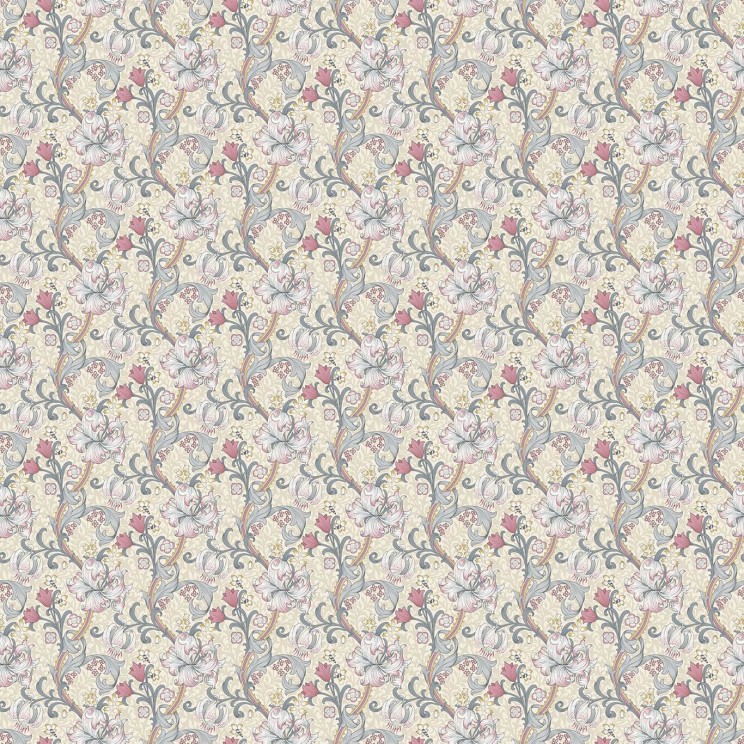 Clarke and Clarke Golden Lily Dove/Plum Fabric