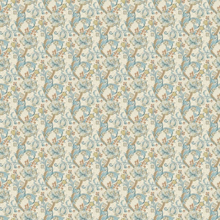 Clarke and Clarke Golden Lily Linen/Teal Fabric