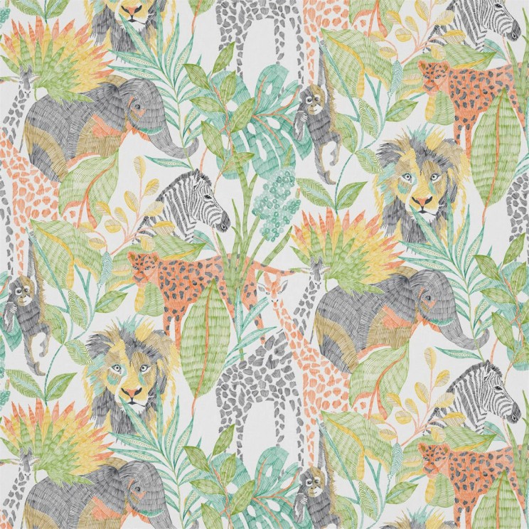 Harlequin Into The Wild Mandarin/Gecko/Pineapple Fabric