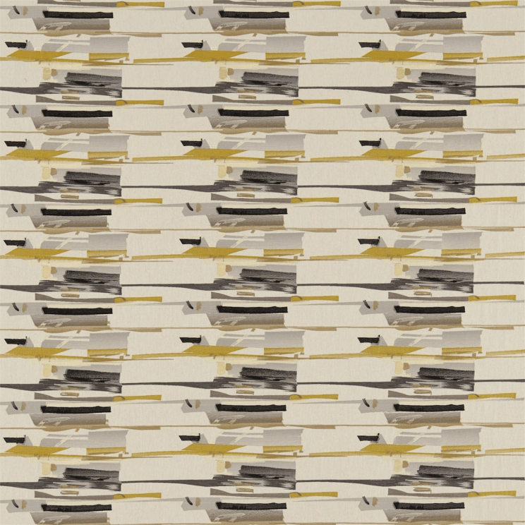 Harlequin Zeal Charcoal Neutral Mustard Onyx Fabric