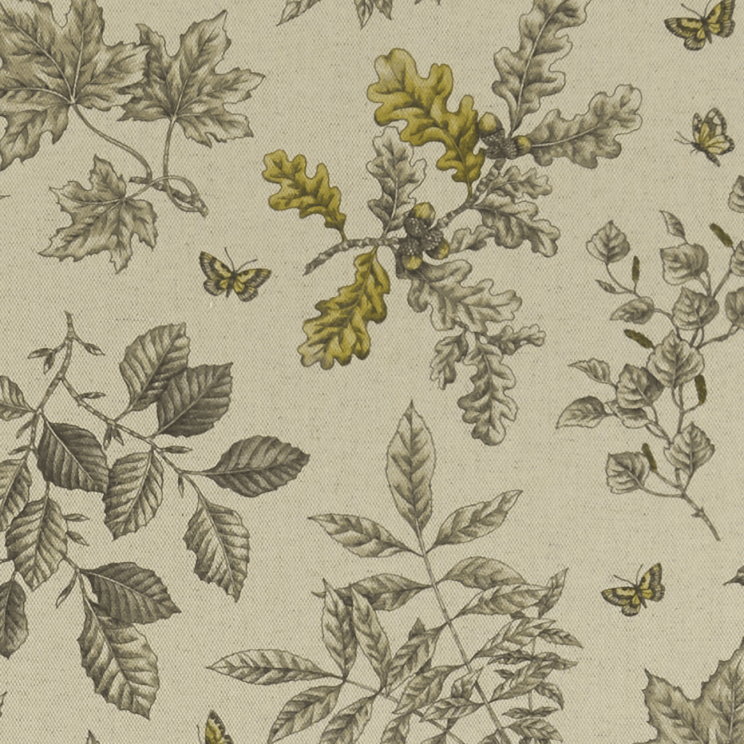 Curtains Clarke and Clarke Hortus Charcoal/Ochre Fabric F1329/02