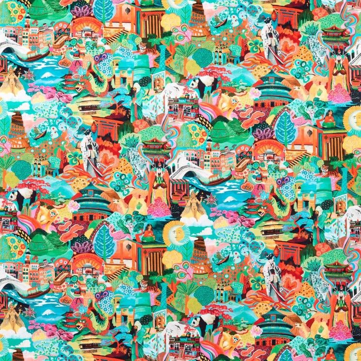 Harlequin Journey of Discovery Ionian/Harissa/Emerald Fabric