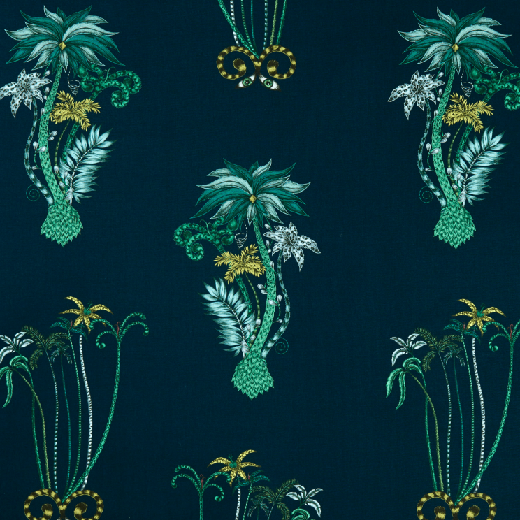 Roller Blinds Clarke and Clarke Jungle Palms Navy Fabric F1110/03