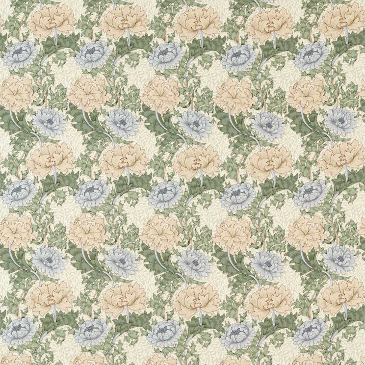 Morris and Co Chrysanthemum Mineral/Cream Fabric