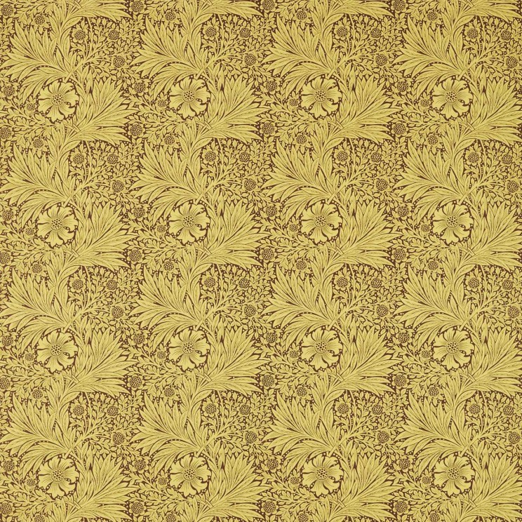 Morris and Co Marigold Summer Yellow/Chocolate Fabric