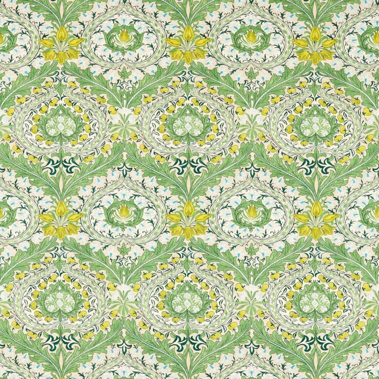 Morris and Co Merton Leaf Green/Sky Fabric