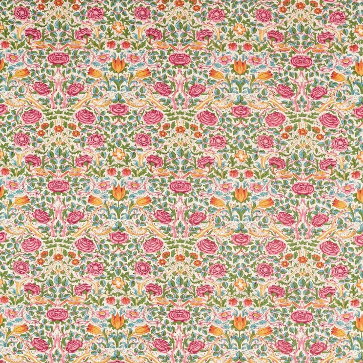 Morris and Co Rose Bough’s Green/Rose Fabric