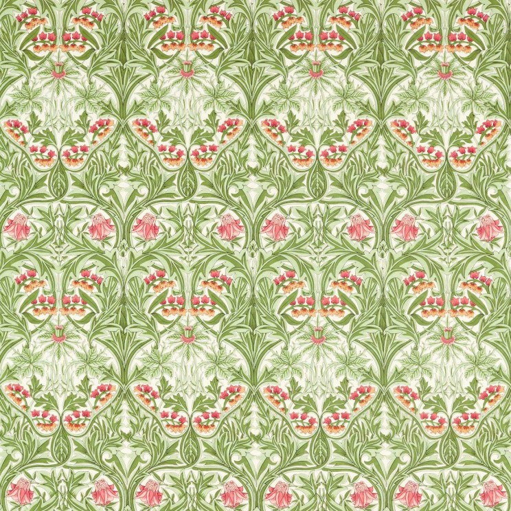 Morris and Co Bluebell Leaf Green/Sweet Briar Fabric
