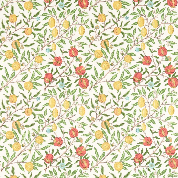 Morris and Co Fruit Leaf Green/Madder Fabric