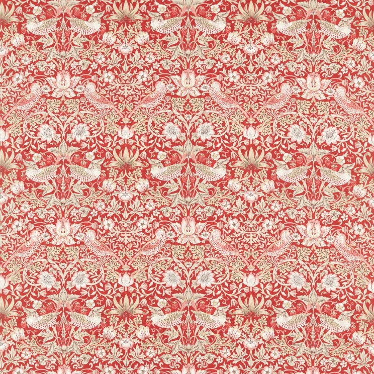 Morris and Co Strawberry Thief Indian Red Fabric