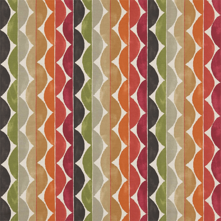 Scion Yoki Fabric Terracotta/Moss/Amber Fabric