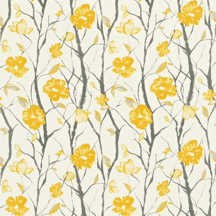 Scion Celandine Chalk Charcoal and Sunflower Fabric