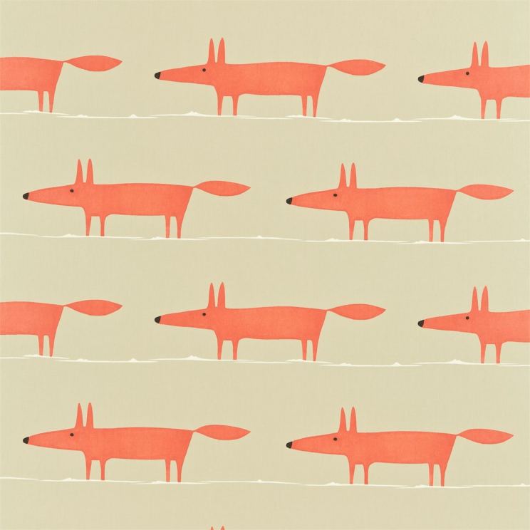 Scion Mr Fox Neutral and Paprika Fabric