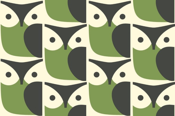 Orla Kiely Owl Chalky Green Fabric