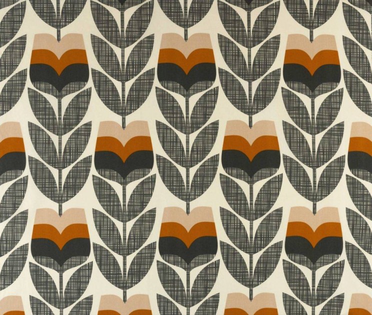 Curtains Orla Kiely Rosebud Orange Fabric