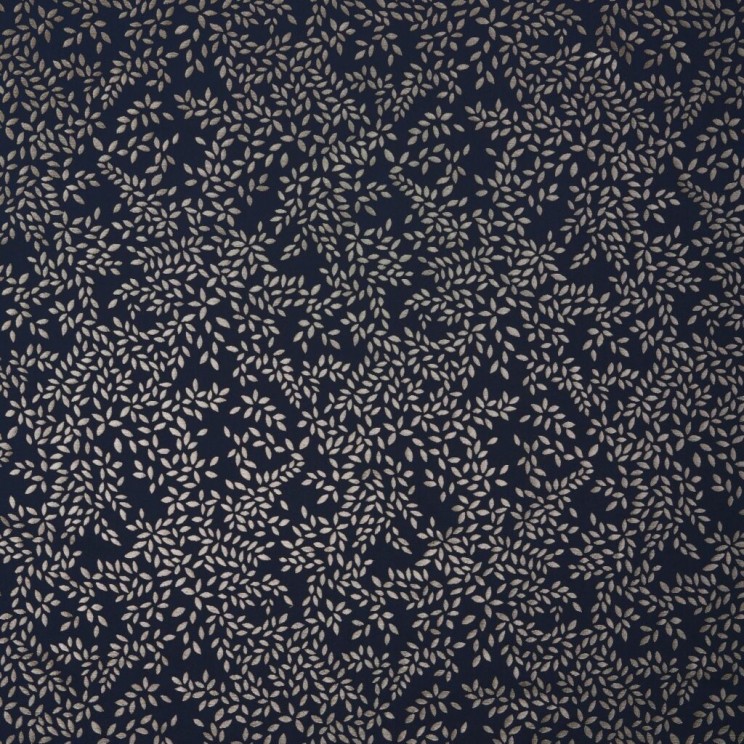 Curtains Sara Miller Metallic Leaves Smokey Blue Fabric
