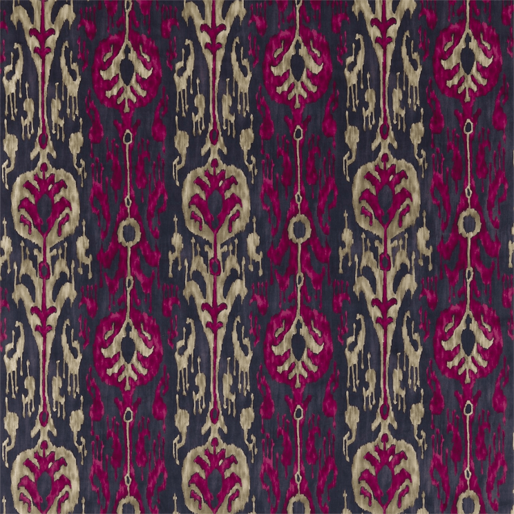 Zoffany Kashgar Velvet Charcoal/Cerise Fabric