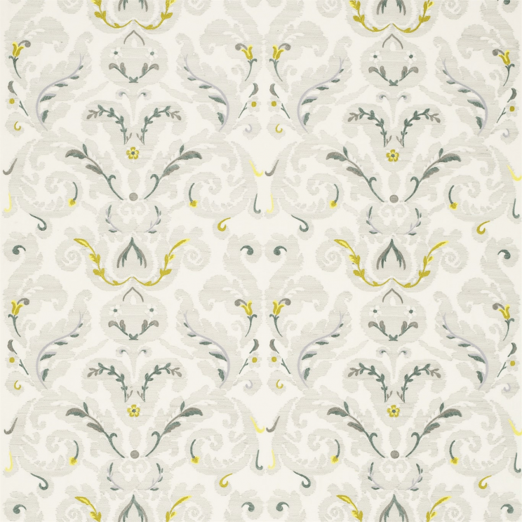 Zoffany Brocatello Embroidery Silver/Linden Fabric