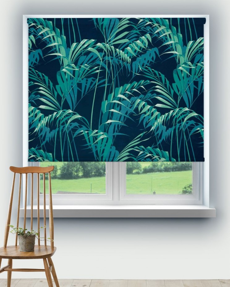 Roller Blinds Sanderson Palm House Ink/Teal Fabric 226568