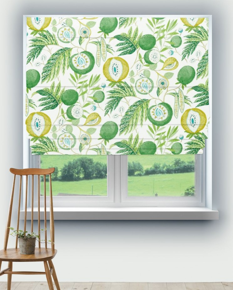 Roman Blinds Sanderson Jackfruit Botanical Green Fabric 226559