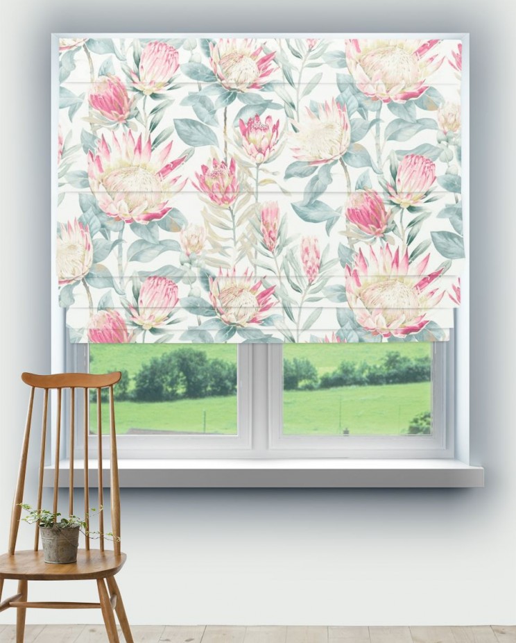Roman Blinds Sanderson King Protea Orchid/Grey Fabric 226574