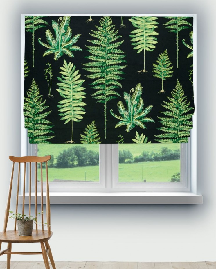 Roman Blinds Sanderson Fernery Botanical Green/Charcoal Fabric 226577