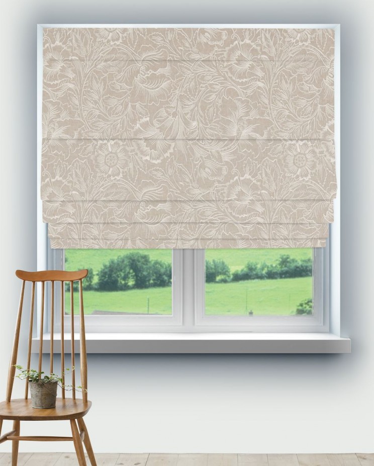 Roman Blinds Morris and Co Pure Poppy Embroidery Fabric 236079
