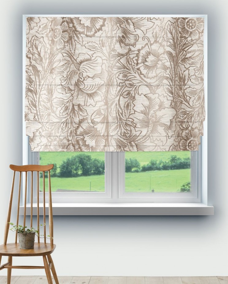 Roman Blinds Morris and Co Pure Poppy Embroidery Fabric 236081
